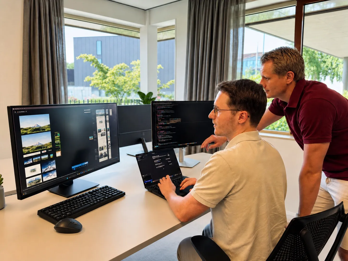 Two developers working from one screen